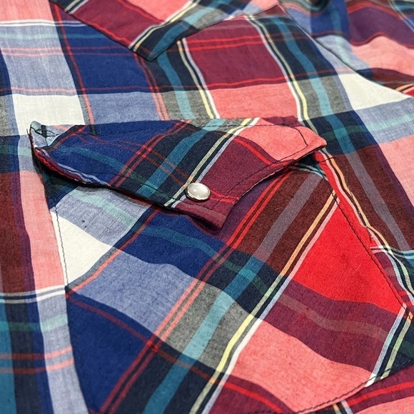 Vintage Ely Cattleman Plaid Shortsleeve Western Button Up Rockabilly Shirt - Picture 4 of 6